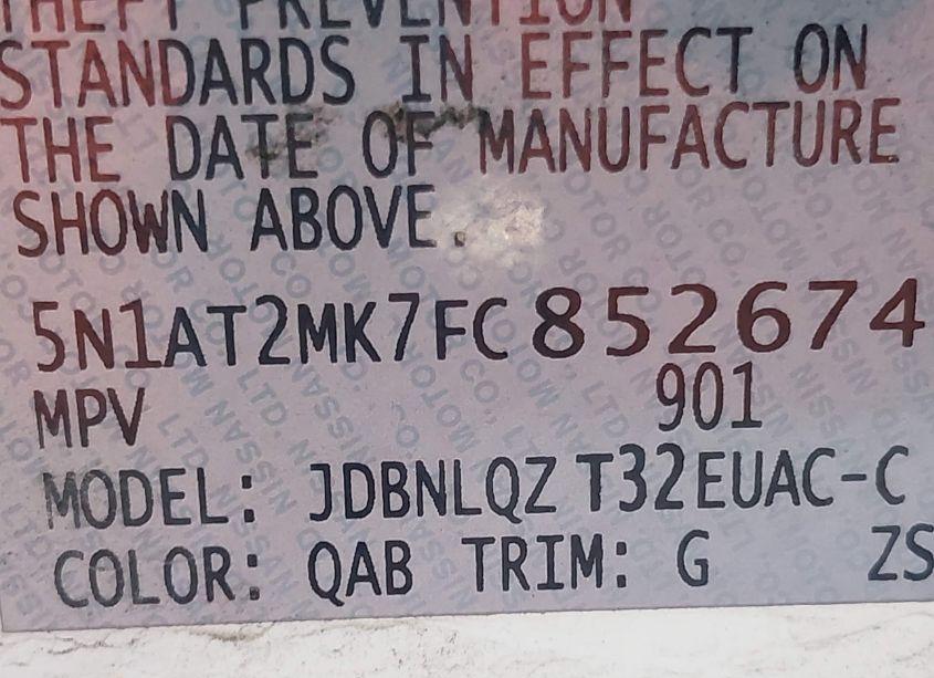 Photo 9 of 2015 Nissan Rogue SV (VIN 5N1AT2MK7FC852674)