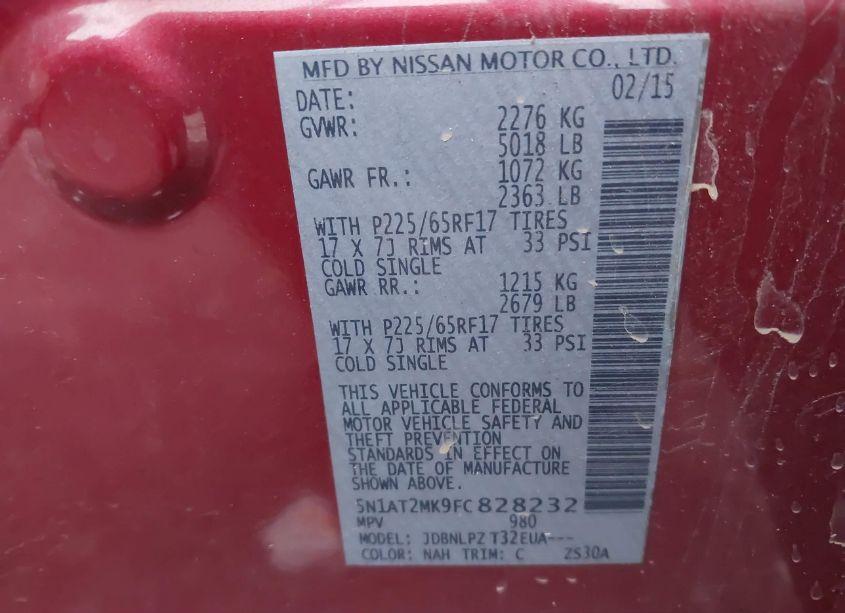 Photo 9 of 2015 Nissan Rogue S (VIN 5N1AT2MK9FC828232)