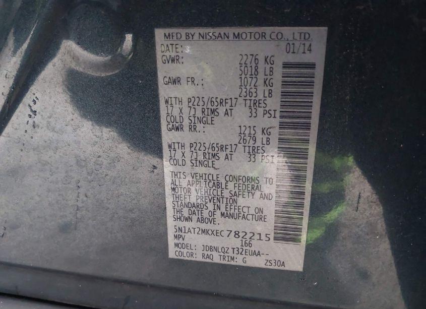 Photo 9 of 2014 Nissan Rogue SV (VIN 5N1AT2MKXEC782215)