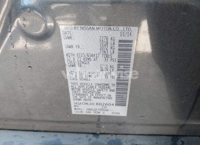 Photo 9 of 2014 Nissan Rogue SV (VIN 5N1AT2ML1EC802604)