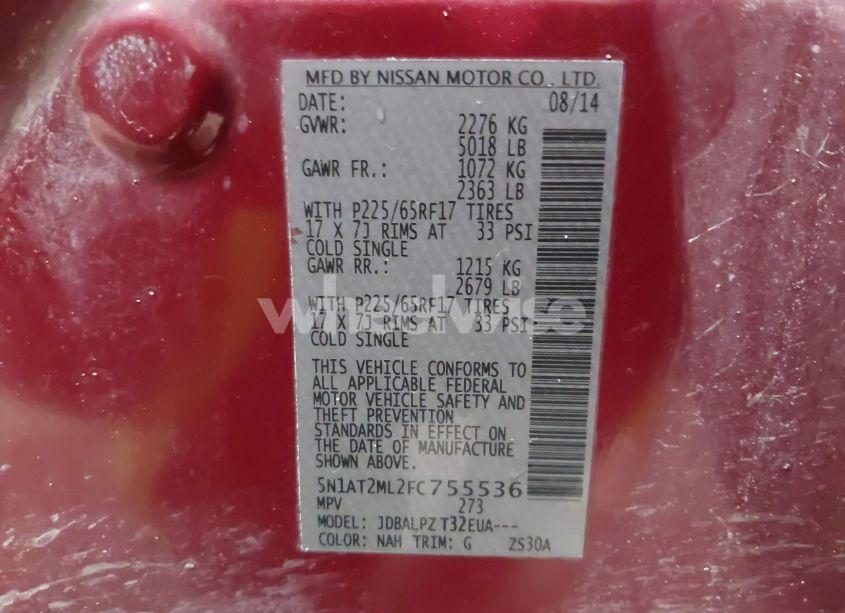 Photo 9 of 2015 Nissan Rogue S (VIN 5N1AT2ML2FC755536)