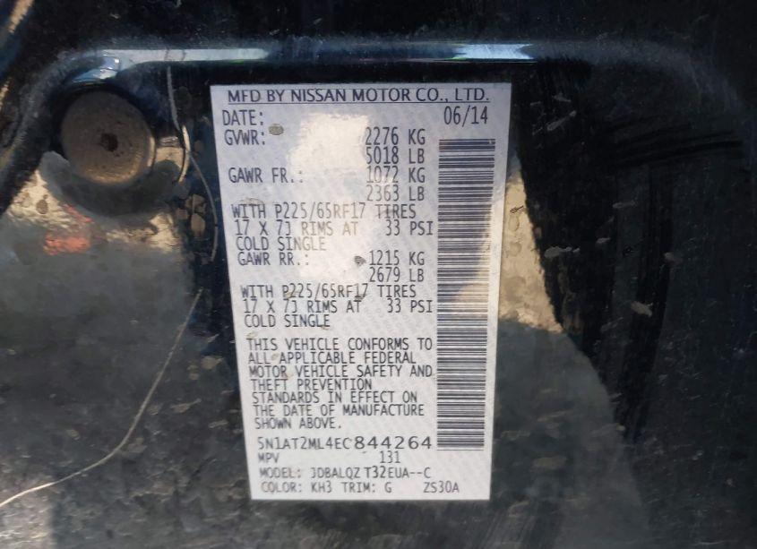 Photo 9 of 2014 Nissan Rogue SV (VIN 5N1AT2ML4EC844264)