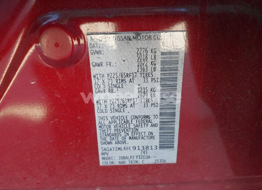 Photo 9 of 2015 Nissan Rogue S (VIN 5N1AT2ML4FC913813)