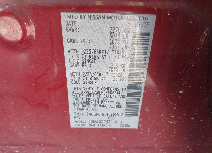 Photo 9 of 2015 Nissan Rogue SV (VIN 5N1AT2ML6FC835857)