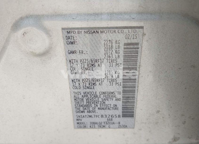 Photo 9 of 2015 Nissan Rogue SV (VIN 5N1AT2ML7FC832658)