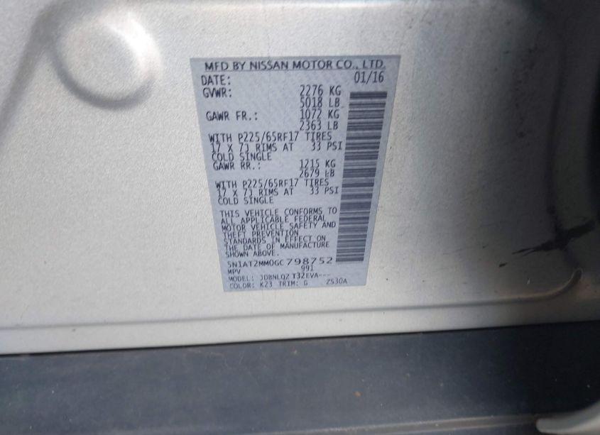 Photo 9 of 2016 Nissan Rogue SV (VIN 5N1AT2MM0GC798752)