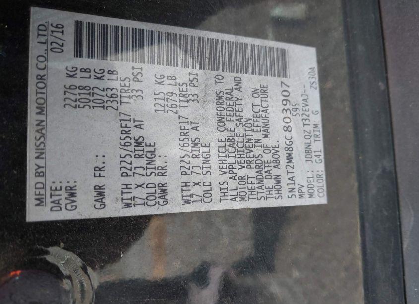 Photo 9 of 2016 Nissan Rogue SV (VIN 5N1AT2MM8GC803907)