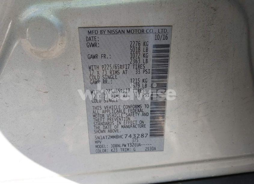 Photo 9 of 2017 Nissan Rogue S (VIN 5N1AT2MM8HC743287)