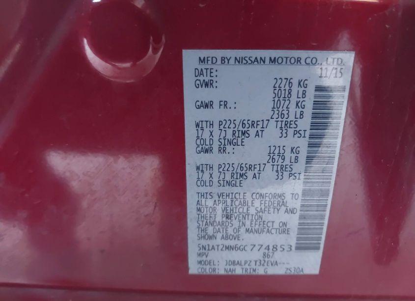 Photo 9 of 2016 Nissan Rogue S (VIN 5N1AT2MN6GC774853)