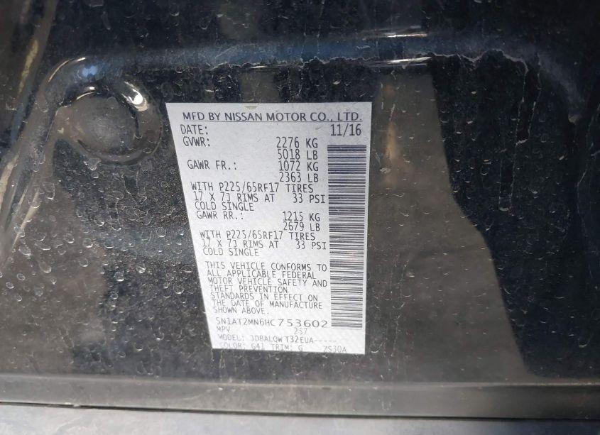 Photo 9 of 2017 Nissan Rogue SV (VIN 5N1AT2MN6HC753602)