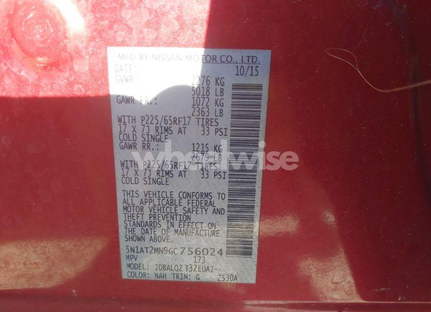 Photo 9 of 2016 Nissan Rogue SV (VIN 5N1AT2MN9GC756024)