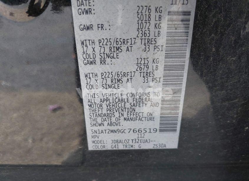 Photo 9 of 2016 Nissan Rogue SV (VIN 5N1AT2MN9GC766519)