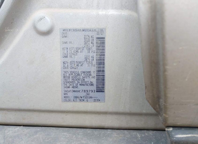 Photo 9 of 2017 Nissan Rogue S (VIN 5N1AT2MNXHC789793)