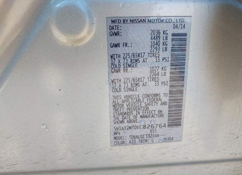 Photo 9 of 2014 Nissan Rogue SV (VIN 5N1AT2MT0EC826764)