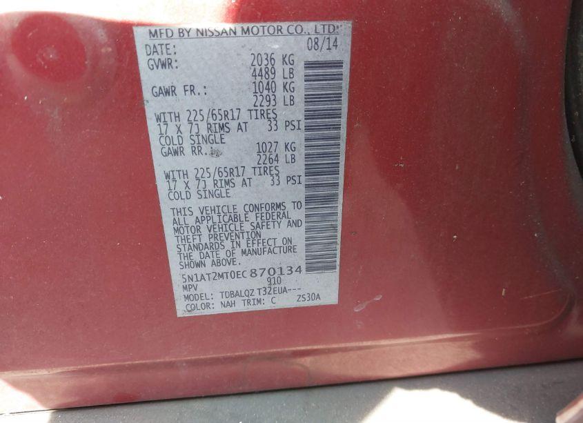 Photo 9 of 2014 Nissan Rogue SV (VIN 5N1AT2MT0EC870134)