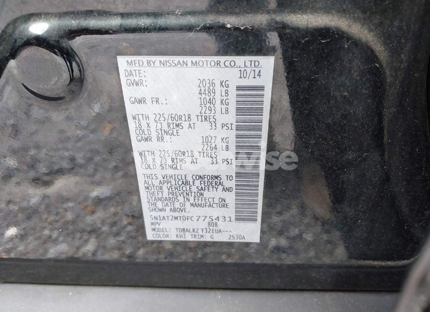 Photo 9 of 2015 Nissan Rogue SL (VIN 5N1AT2MT0FC775431)