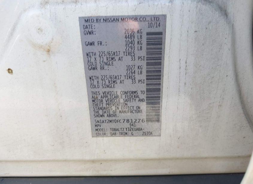 Photo 9 of 2015 Nissan Rogue SV (VIN 5N1AT2MT0FC781276)