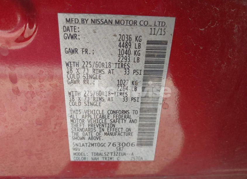 Photo 9 of 2016 Nissan Rogue SL (VIN 5N1AT2MT0GC763006)