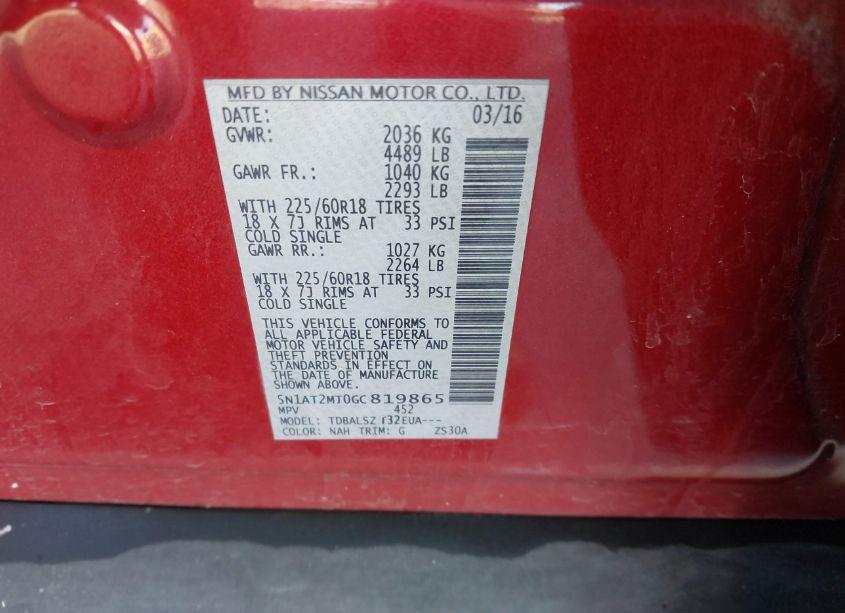 Photo 9 of 2016 Nissan Rogue SL (VIN 5N1AT2MT0GC819865)