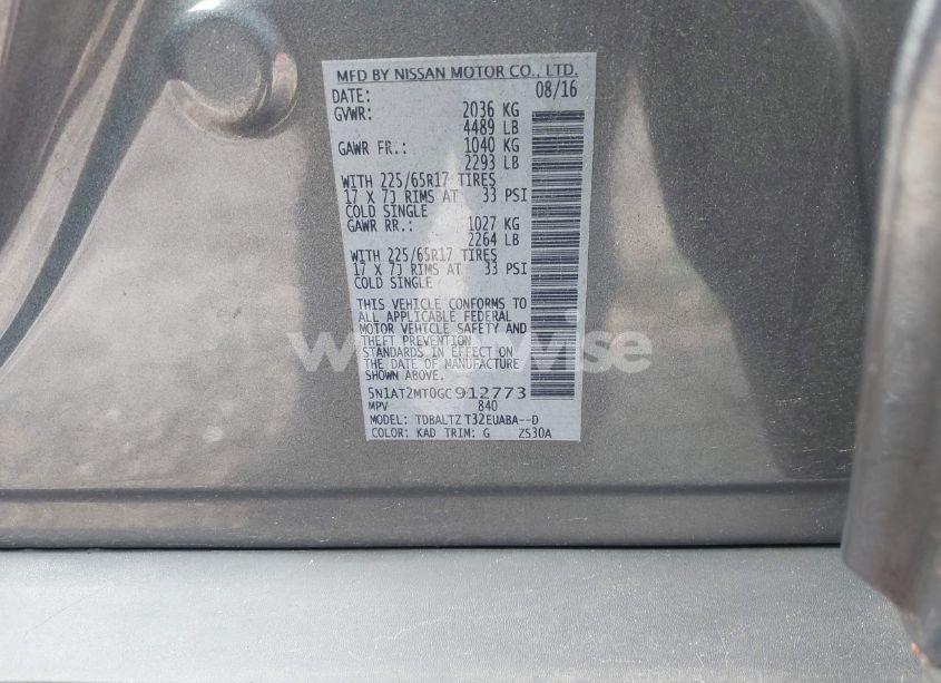 Photo 9 of 2016 Nissan Rogue SV (VIN 5N1AT2MT0GC912773)