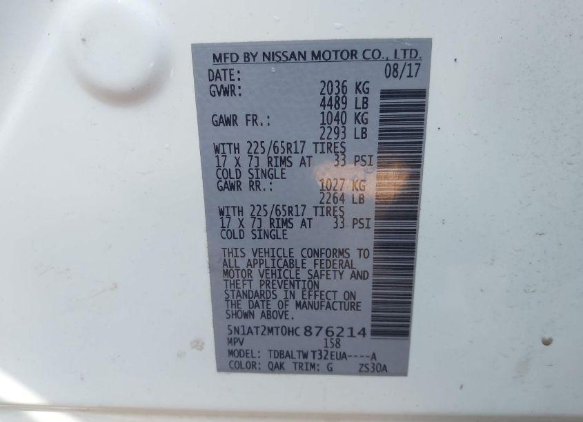 Photo 9 of 2017 Nissan Rogue SV (VIN 5N1AT2MT0HC876214)