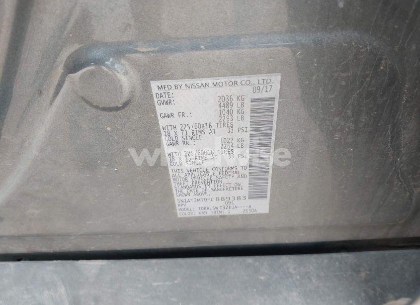 Photo 9 of 2017 Nissan Rogue SL (VIN 5N1AT2MT0HC889383)