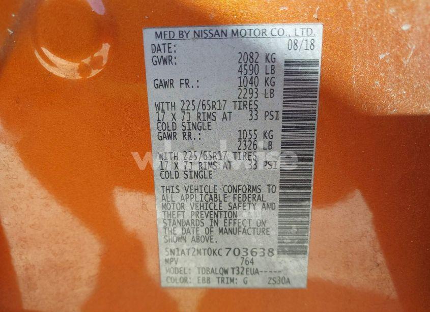 Photo 9 of 2019 Nissan Rogue SV (VIN 5N1AT2MT0KC703638)