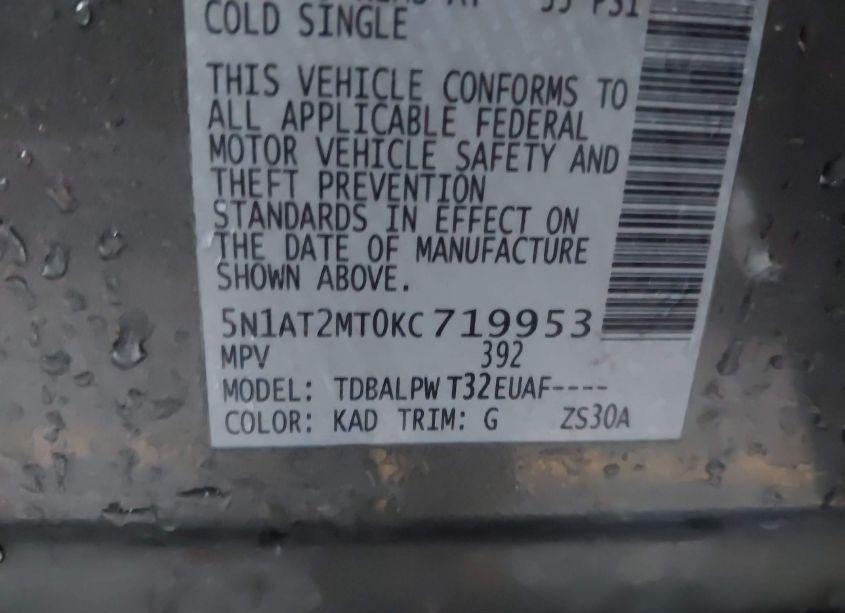 Photo 9 of 2019 Nissan Rogue S (VIN 5N1AT2MT0KC719953)