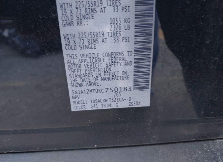 Photo 9 of 2019 Nissan Rogue SL (VIN 5N1AT2MT0KC750183)