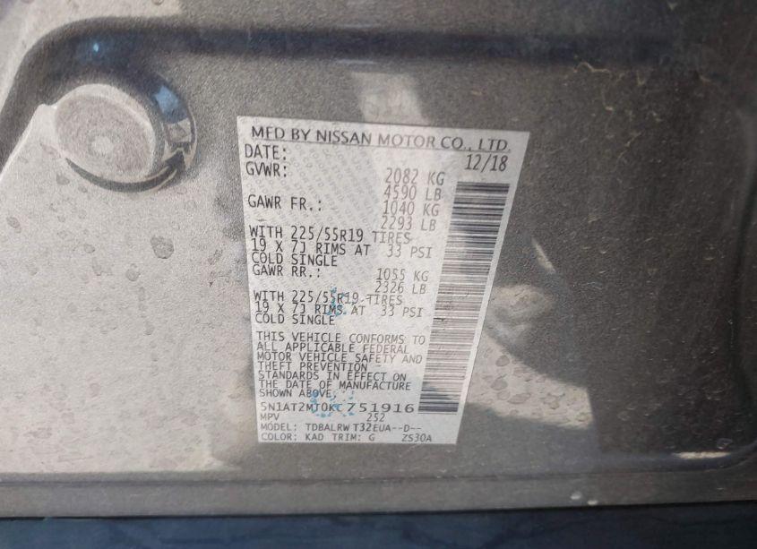 Photo 9 of 2019 Nissan Rogue SL (VIN 5N1AT2MT0KC751916)