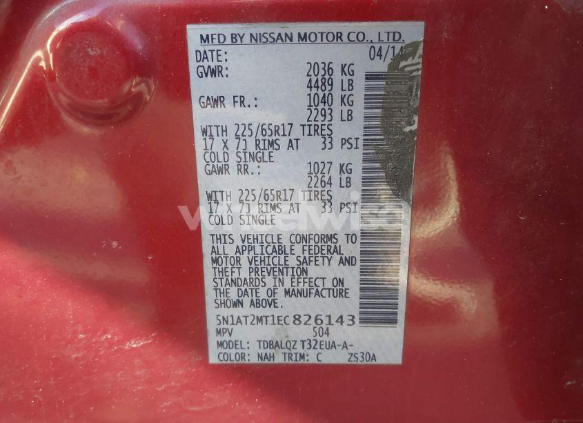 Photo 9 of 2014 Nissan Rogue SV (VIN 5N1AT2MT1EC826143)