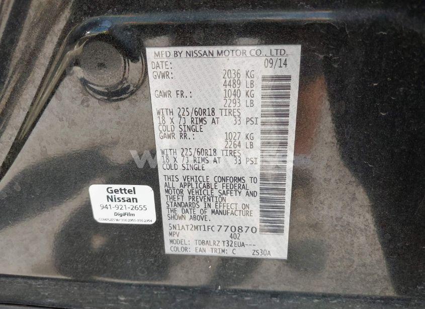 Photo 9 of 2015 Nissan Rogue SL (VIN 5N1AT2MT1FC770870)