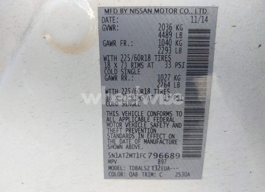 Photo 9 of 2015 Nissan Rogue SL (VIN 5N1AT2MT1FC796689)