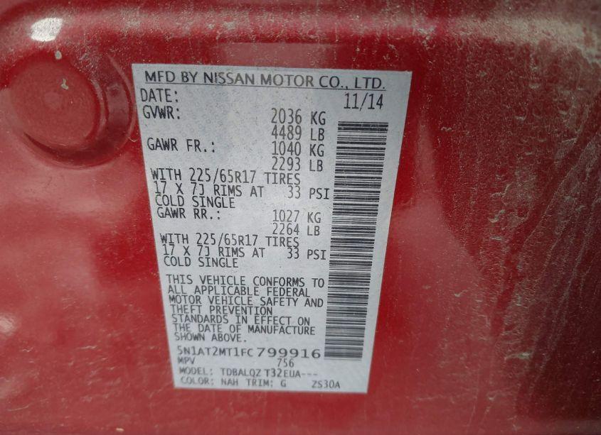 Photo 9 of 2015 Nissan Rogue SV (VIN 5N1AT2MT1FC799916)