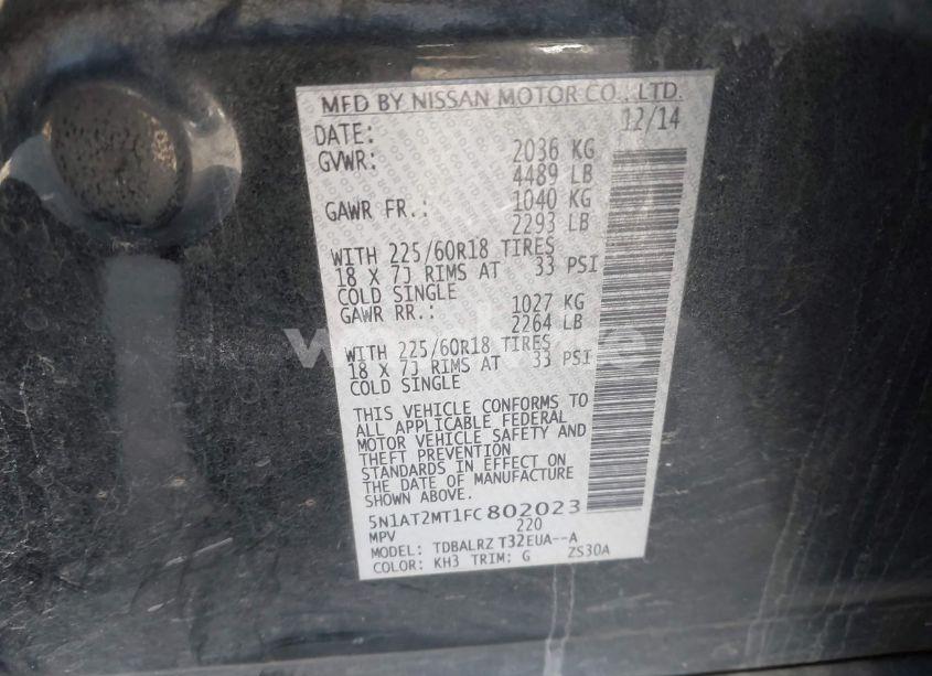 Photo 9 of 2015 Nissan Rogue SL (VIN 5N1AT2MT1FC802023)