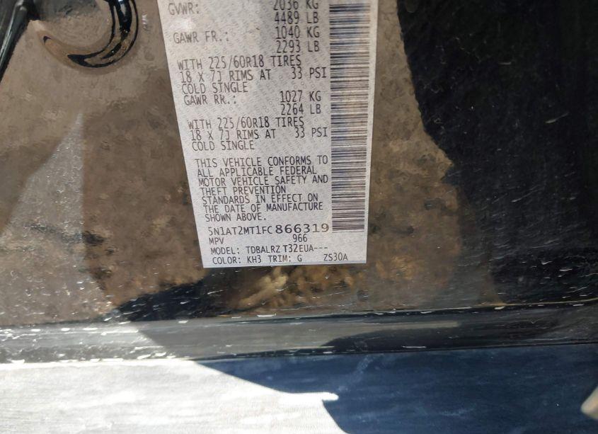 Photo 9 of 2015 Nissan Rogue SL (VIN 5N1AT2MT1FC866319)