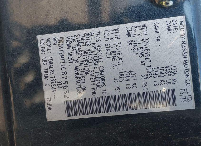 Photo 9 of 2015 Nissan Rogue S (VIN 5N1AT2MT1FC875652)