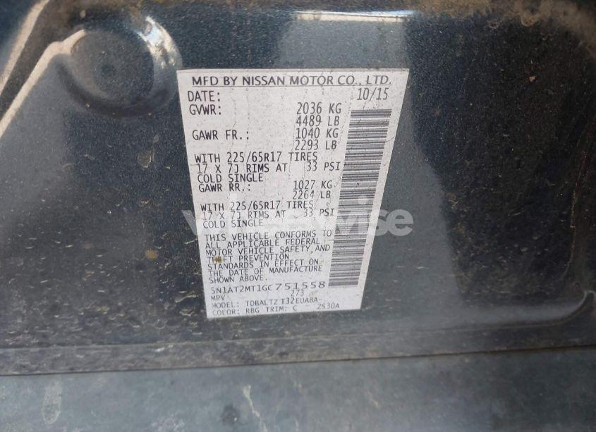 Photo 9 of 2016 Nissan Rogue SV (VIN 5N1AT2MT1GC751558)