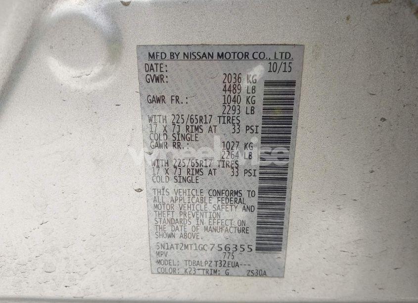 Photo 9 of 2016 Nissan Rogue S/SL/SV (VIN 5N1AT2MT1GC756355)