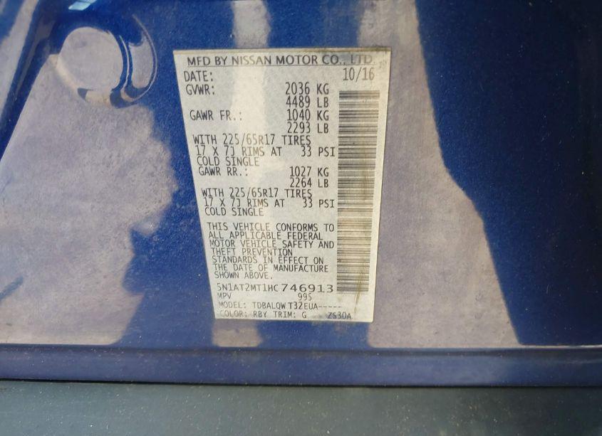 Photo 9 of 2017 Nissan Rogue SV (VIN 5N1AT2MT1HC746913)