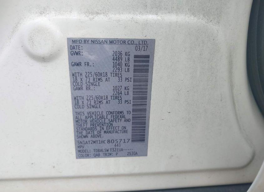 Photo 9 of 2017 Nissan Rogue SL (VIN 5N1AT2MT1HC805717)