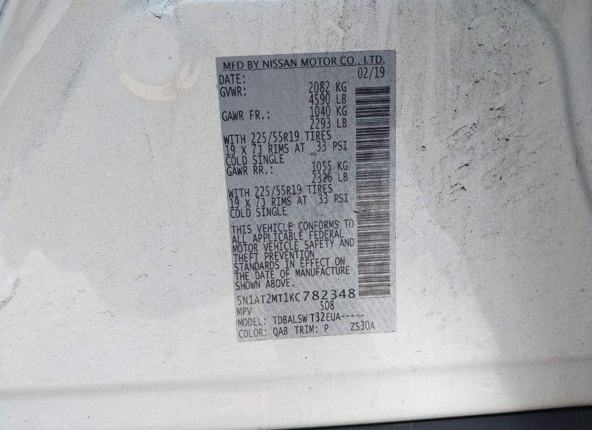 Photo 9 of 2019 Nissan Rogue SL (VIN 5N1AT2MT1KC782348)