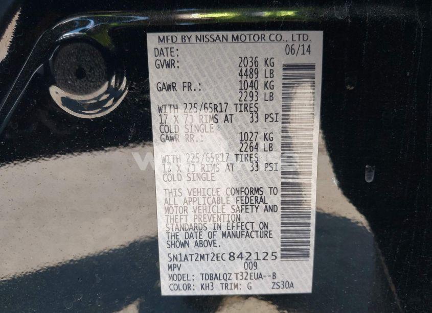 Photo 9 of 2014 Nissan Rogue SV (VIN 5N1AT2MT2EC842125)