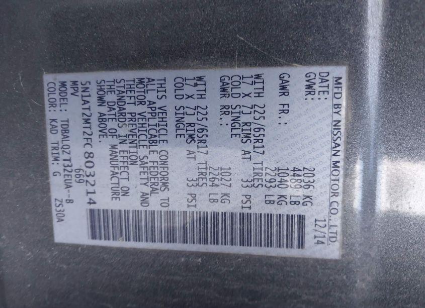 Photo 9 of 2015 Nissan Rogue SV (VIN 5N1AT2MT2FC803214)