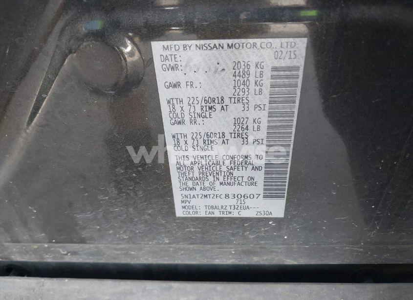 Photo 9 of 2015 Nissan Rogue SL (VIN 5N1AT2MT2FC830607)