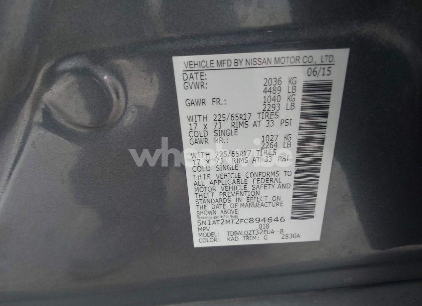 Photo 9 of 2015 Nissan Rogue SV (VIN 5N1AT2MT2FC894646)