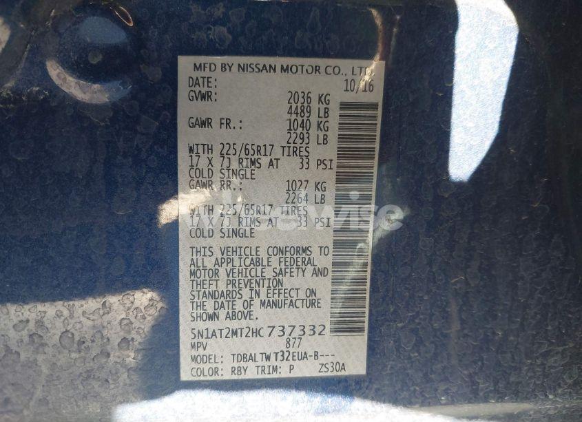 Photo 9 of 2017 Nissan Rogue SV (VIN 5N1AT2MT2HC737332)