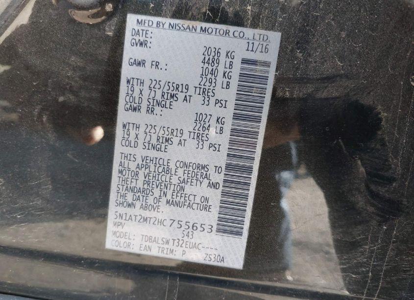 Photo 9 of 2017 Nissan Rogue SL (VIN 5N1AT2MT2HC755653)