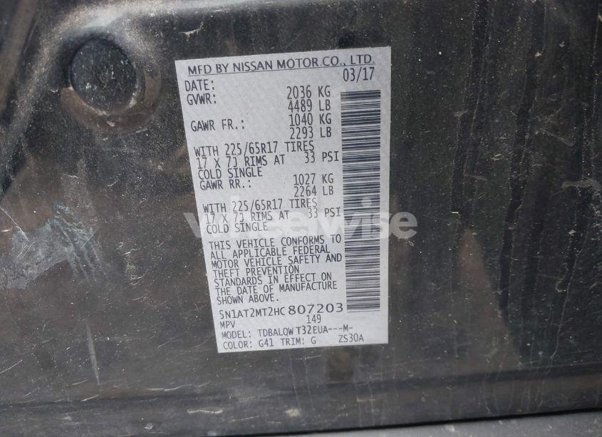 Photo 9 of 2017 Nissan Rogue SV (VIN 5N1AT2MT2HC807203)