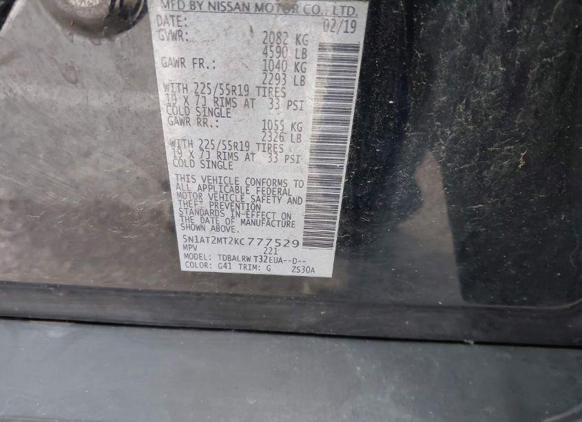 Photo 9 of 2019 Nissan Rogue SL (VIN 5N1AT2MT2KC777529)